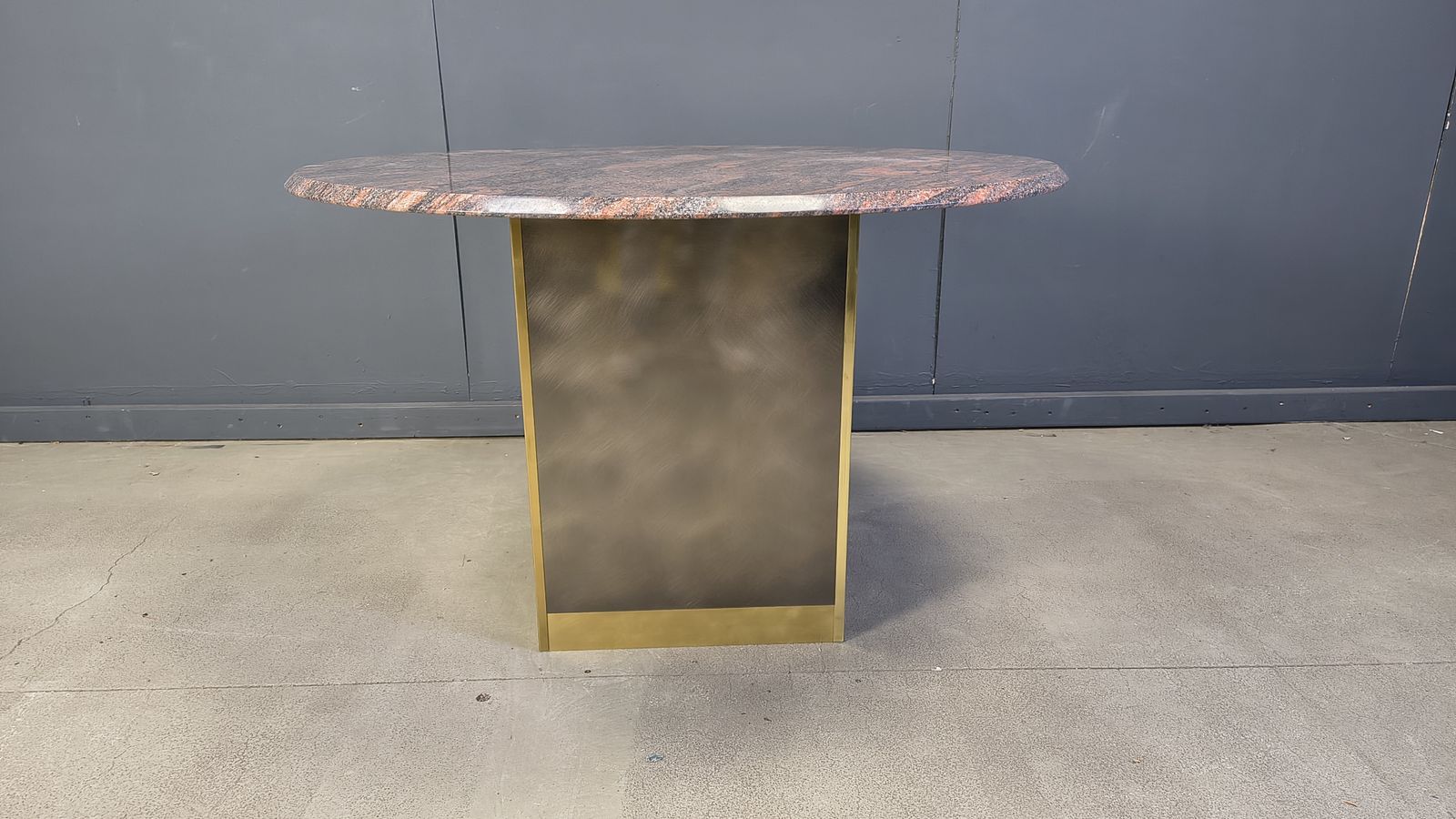 photo for sale Vintage Round Granite And Brass Center Table By Belogchrom, 1970s