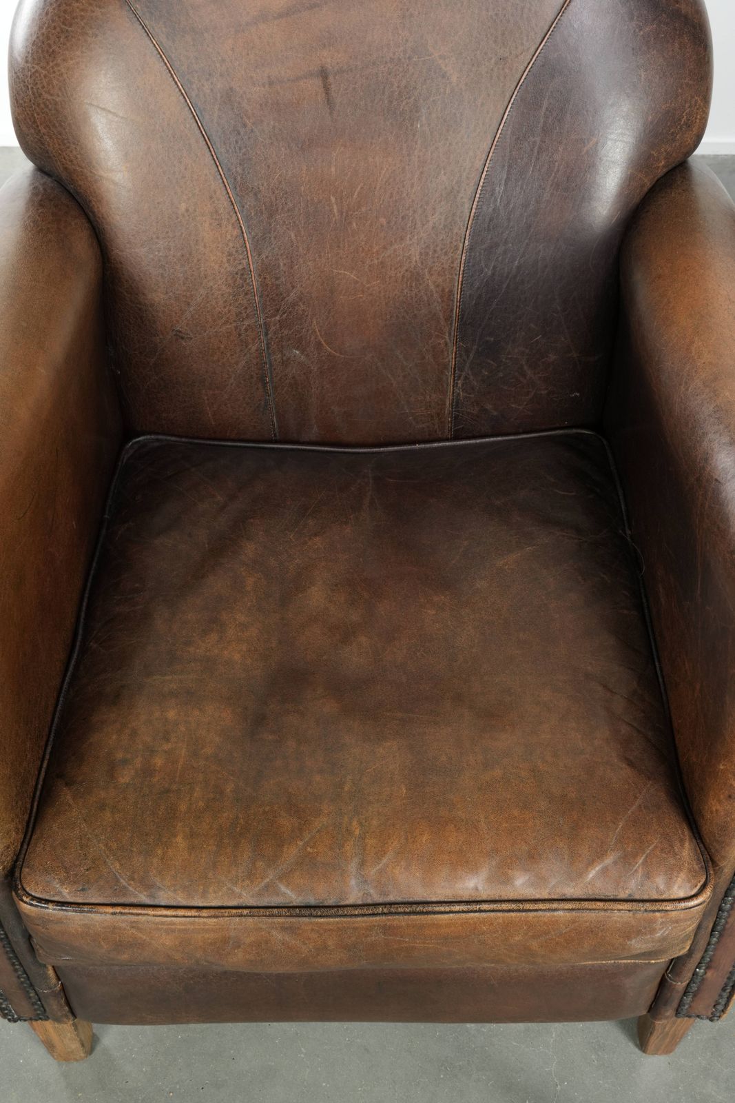 Timeless, Luxurious, And Characterful Set Of Two Sheepskin Designer Armchairs With A Beautiful Patina photo 1820.0