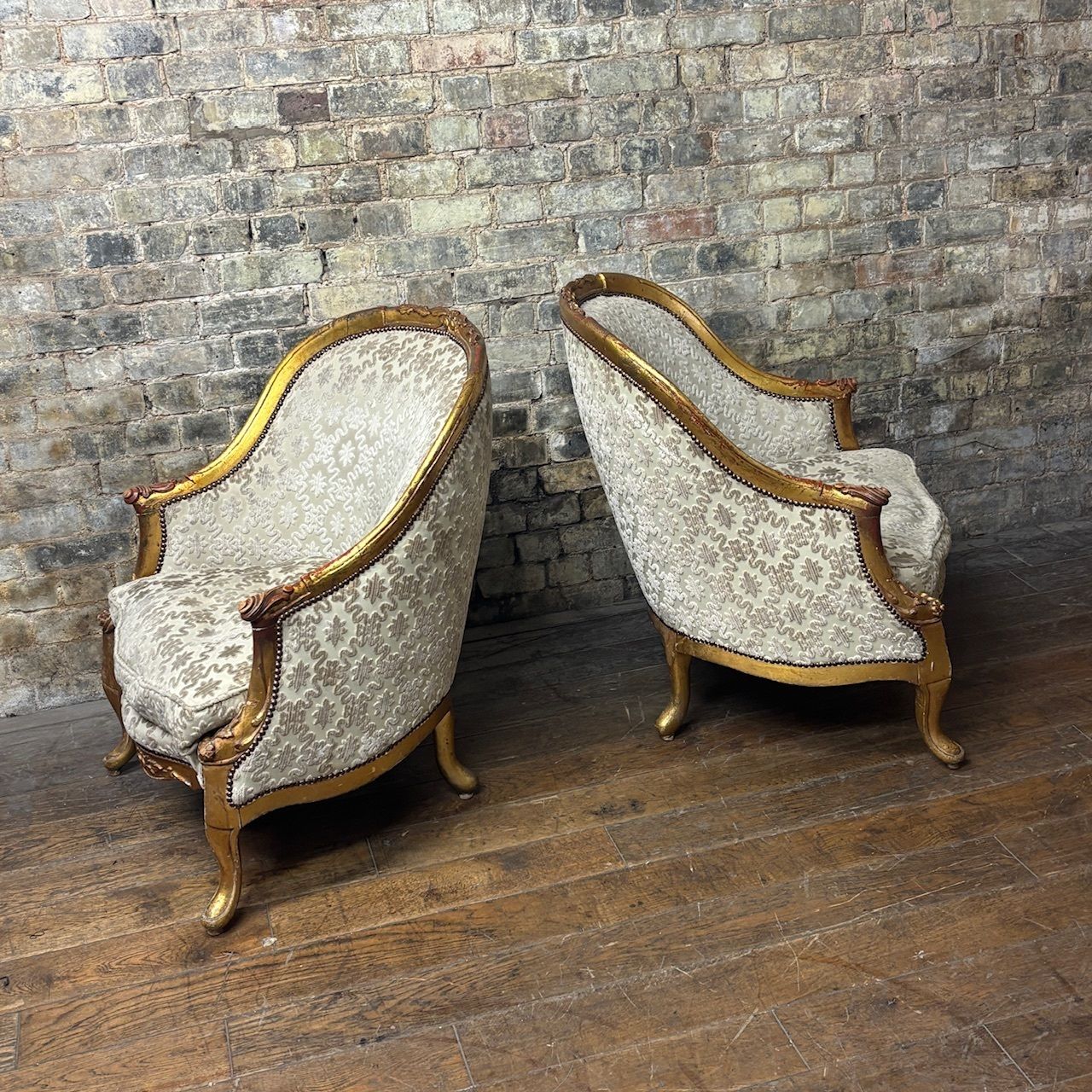 Pair Of Giltwood Louis XV Style Bergère Armchairs photo vinterior