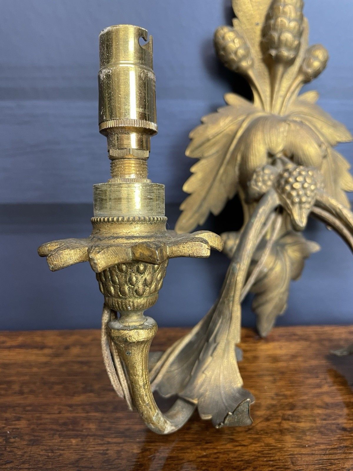 Pair Continental Antique Gilt Sconces Wheat Wall Lights For Rewiring/Restoration photo 195.0