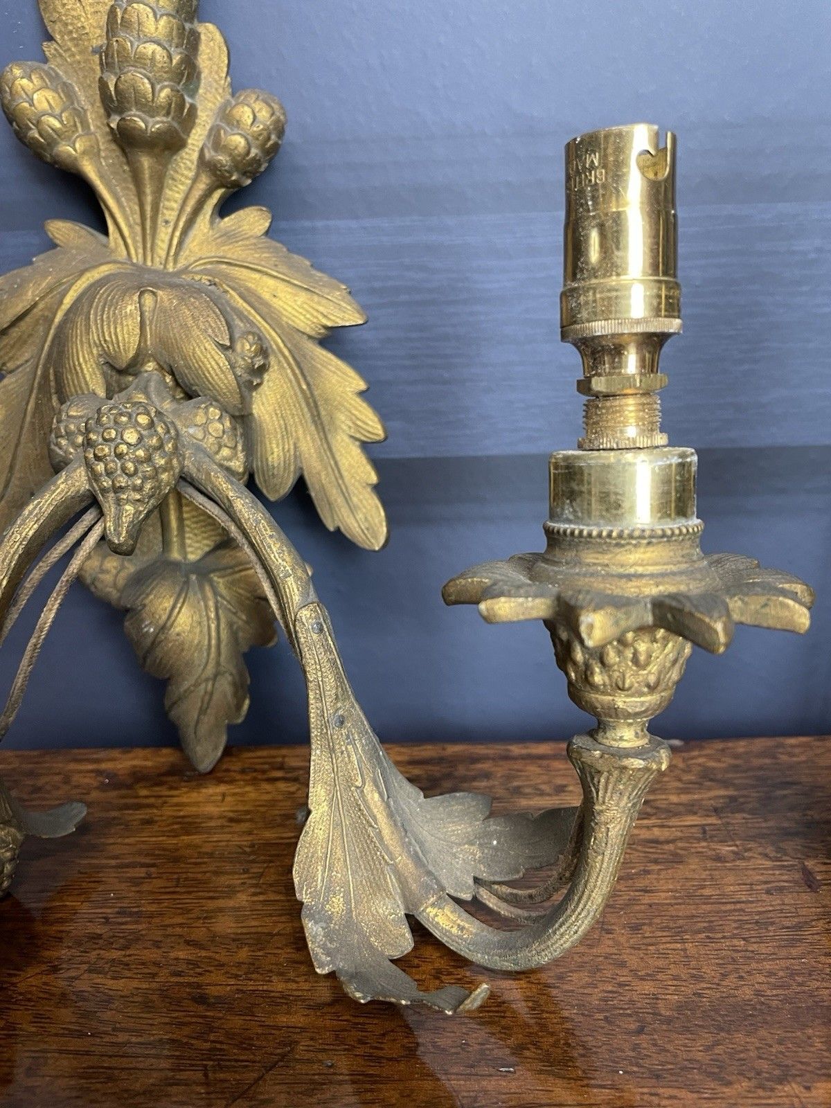 Pair Continental Antique Gilt Sconces Wheat Wall Lights For Rewiring/Restoration photo vinterior