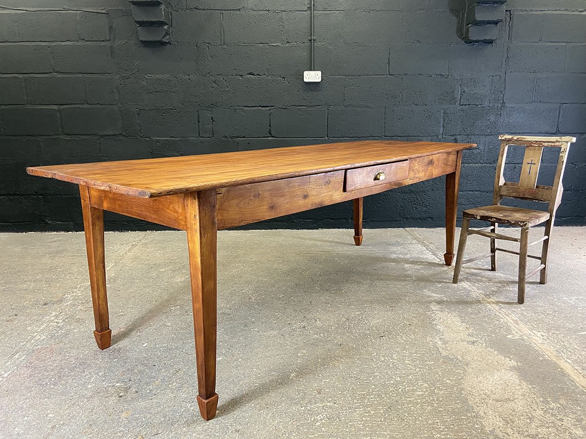 Antique French Fruit Wood Farmhouse Dining Table photo furniture