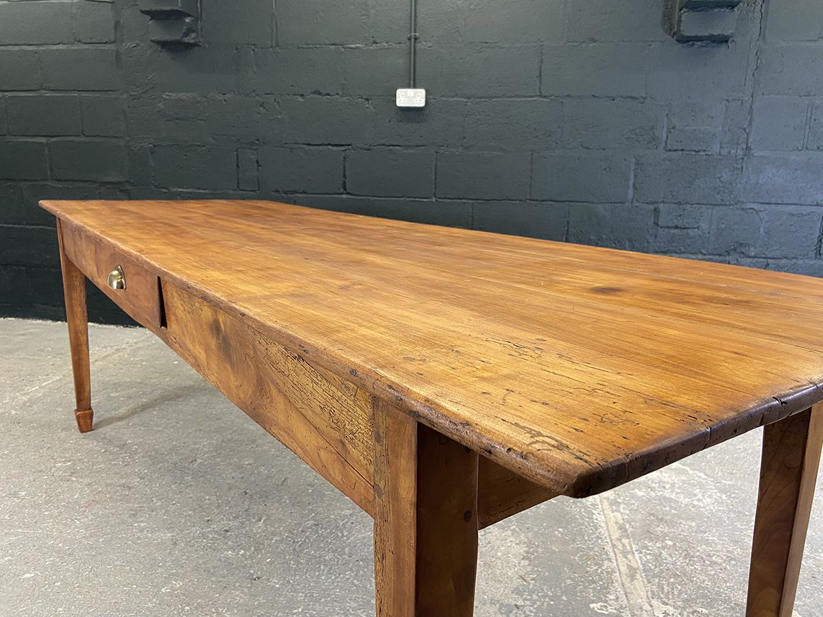 Furniture Antique French Fruit Wood Farmhouse Dining Table photo
