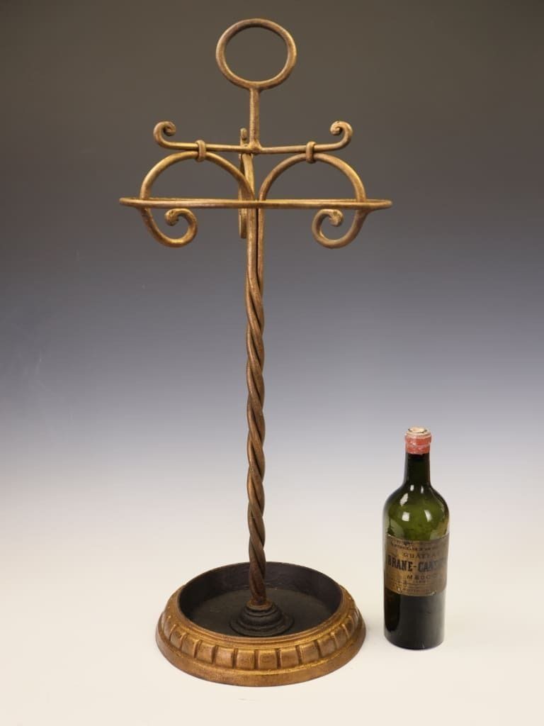 Fine Gilded Hand Forged Wrought Iron Stick Or Umbrella Stand photo for sale