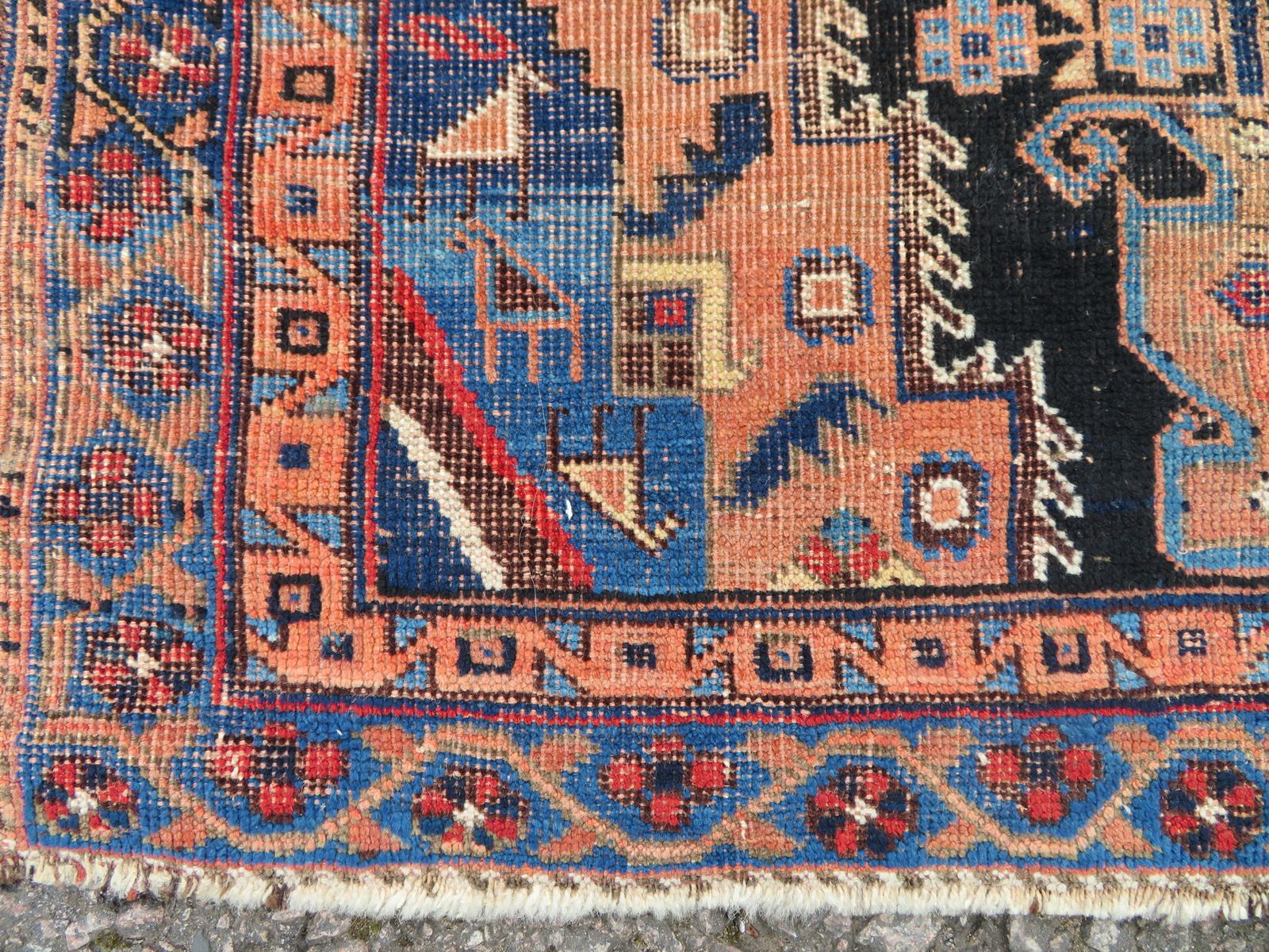 Antique Distressed Rug. 116cm X 92cm. photo for sale