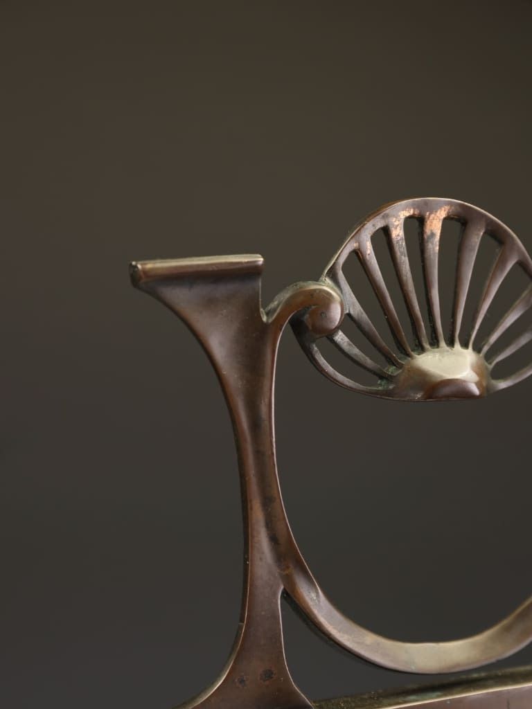 Home Fixtures Art Nouveau Copper Firescreen With Bevelled Mirror Panel, C. 1900 photo