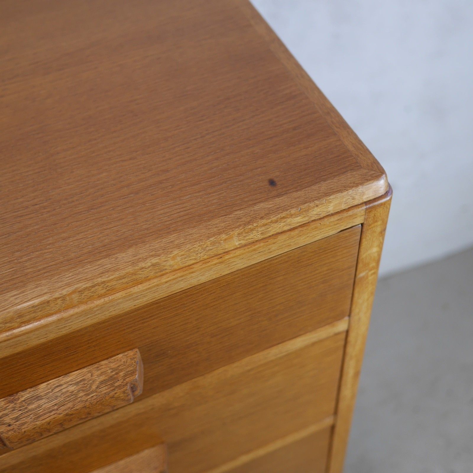 photo vinterior Vintage Mid Century Chest 5 Drawers Plan Chest Mod Air Ministry Oak #103059