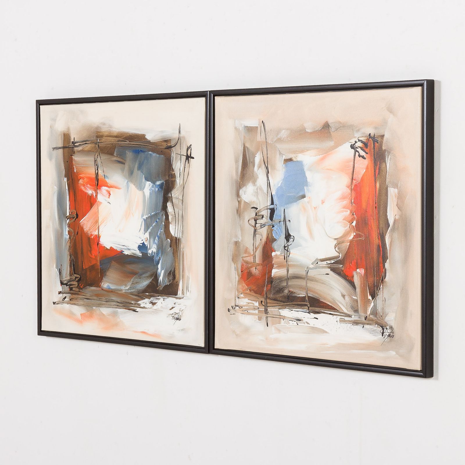 Two Abstract Paintings, Denmark, End Of 20th Century