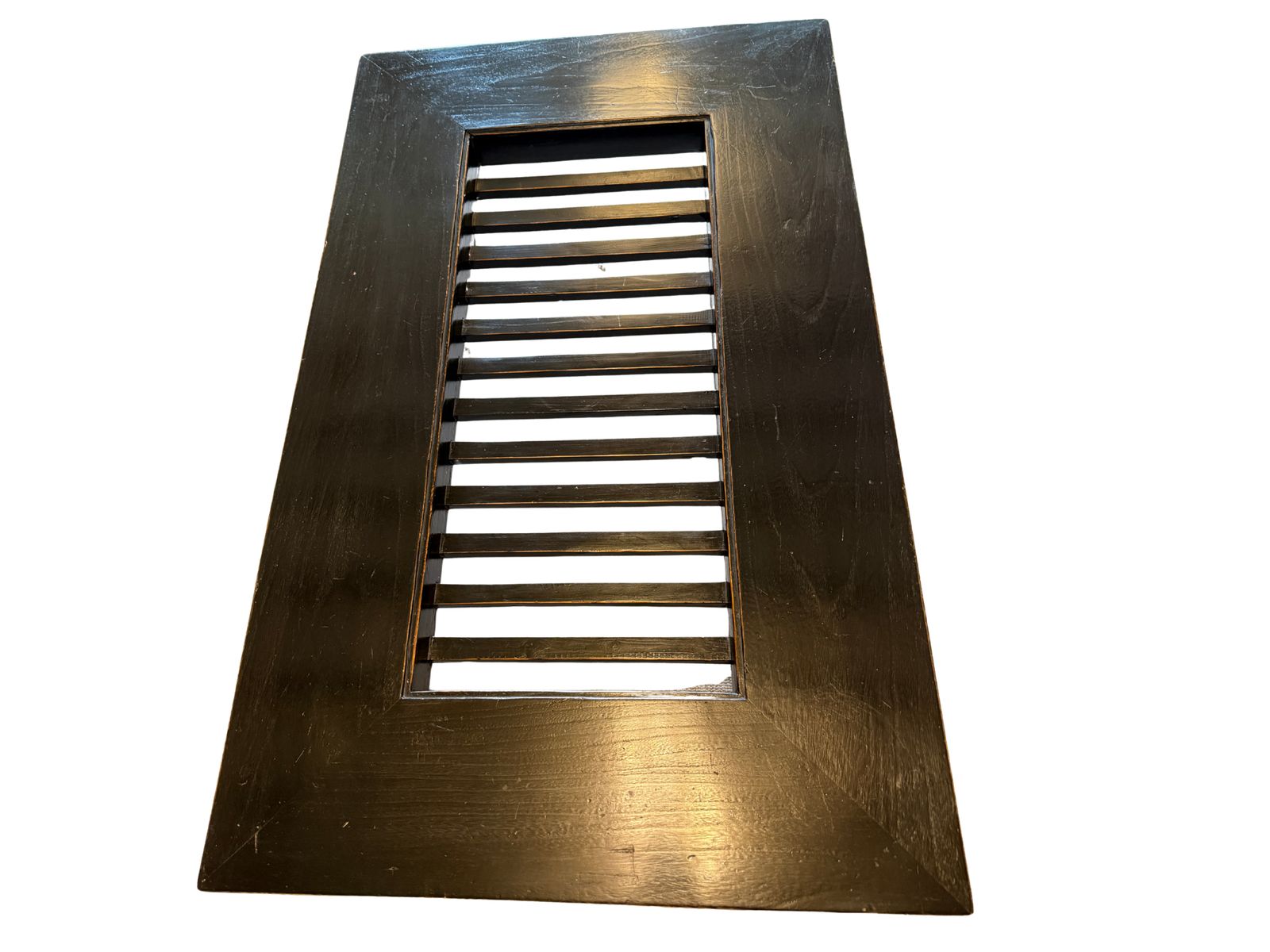 Wabi Sabi Style Ebonised Wood Coffee Table With Slatted Top (Axel Vervoordt Aesthetic)