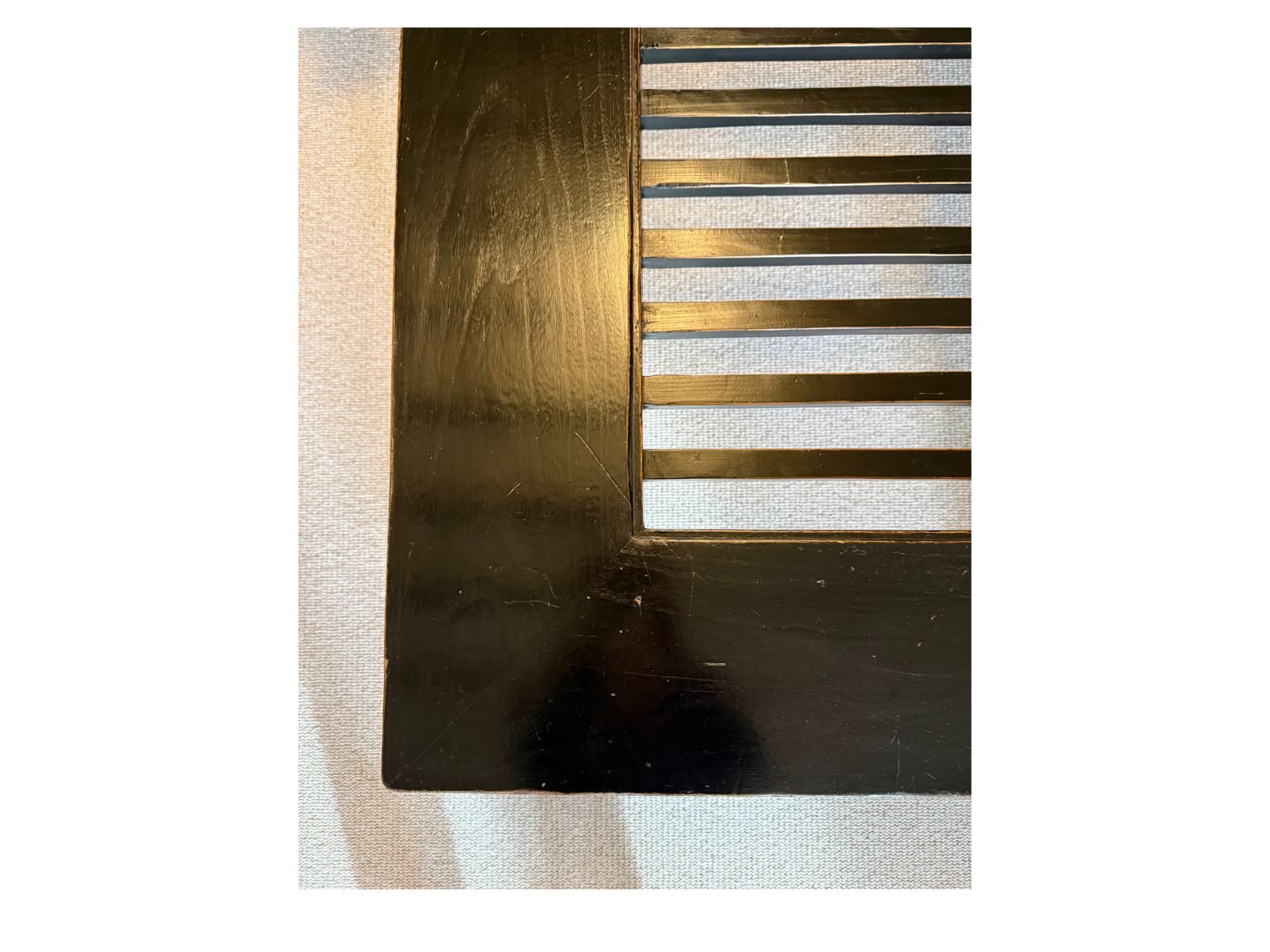 Wabi Sabi Style Ebonised Wood Coffee Table With Slatted Top (Axel Vervoordt Aesthetic) photo furniture