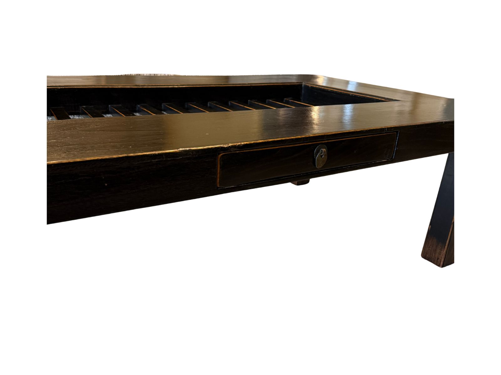 Wabi Sabi Style Ebonised Wood Coffee Table With Slatted Top (Axel Vervoordt Aesthetic) photo Furniture