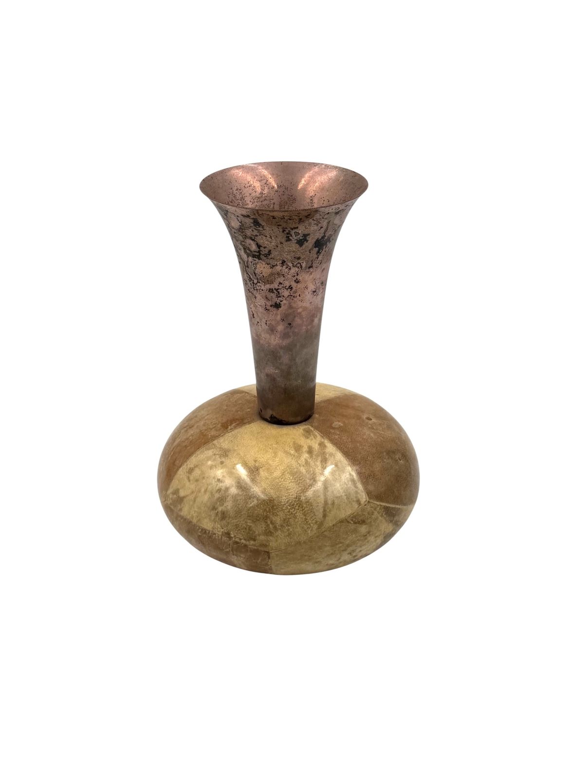 photo furniture Mid Century Cream Parchment Vase, Aldo Tura Italy 1950s