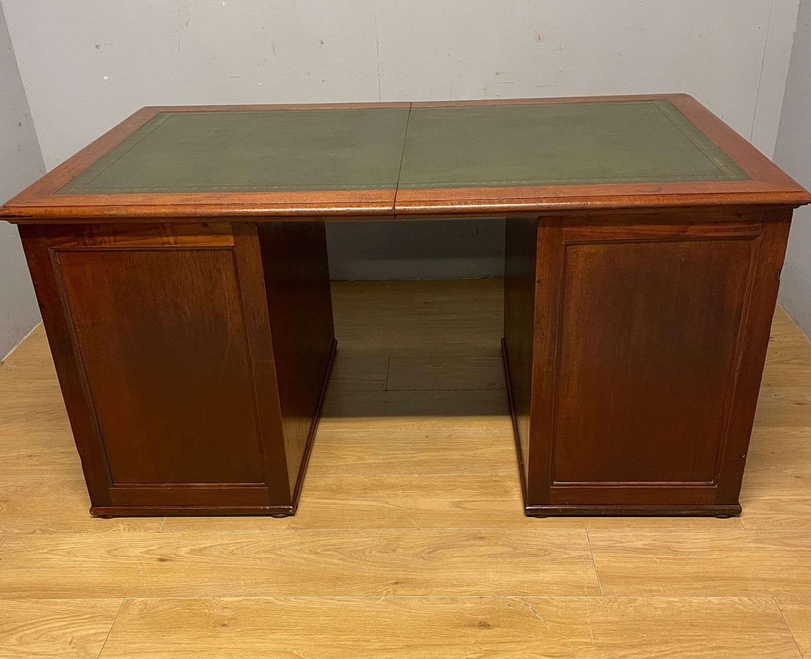 photo buy Rare C19th Teak Military Three Part Desk With Inset Leather Top