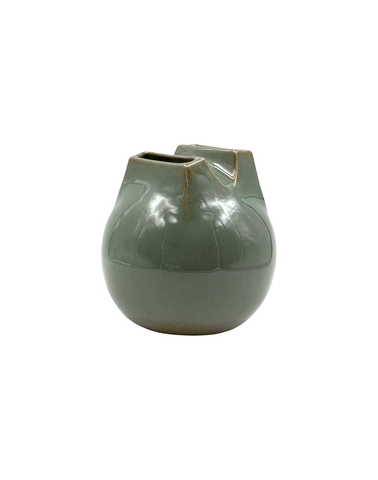 Mid Century Modern Green Spherical Gres Vase, Franco Bucci Italy Ca. 1970 photo vinterior