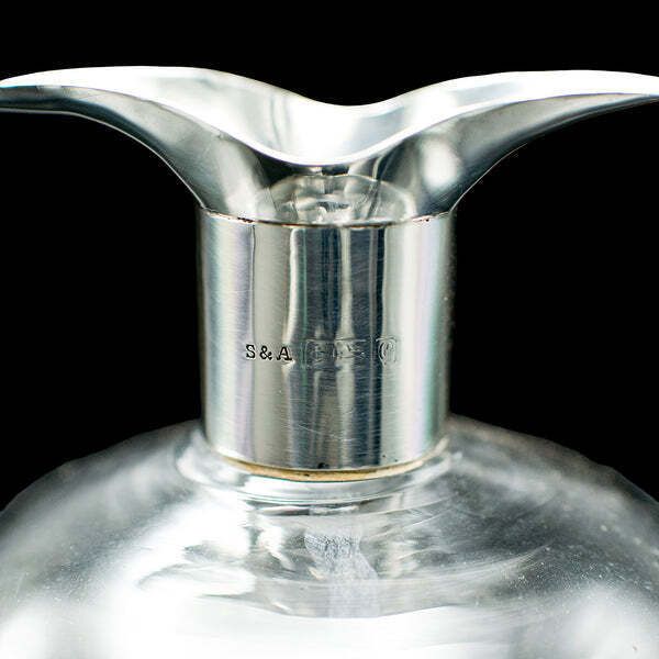 photo for sale Antique Spirit Decanter, English, Glass, Silver, Port, Brandy Bottle, Edwardian