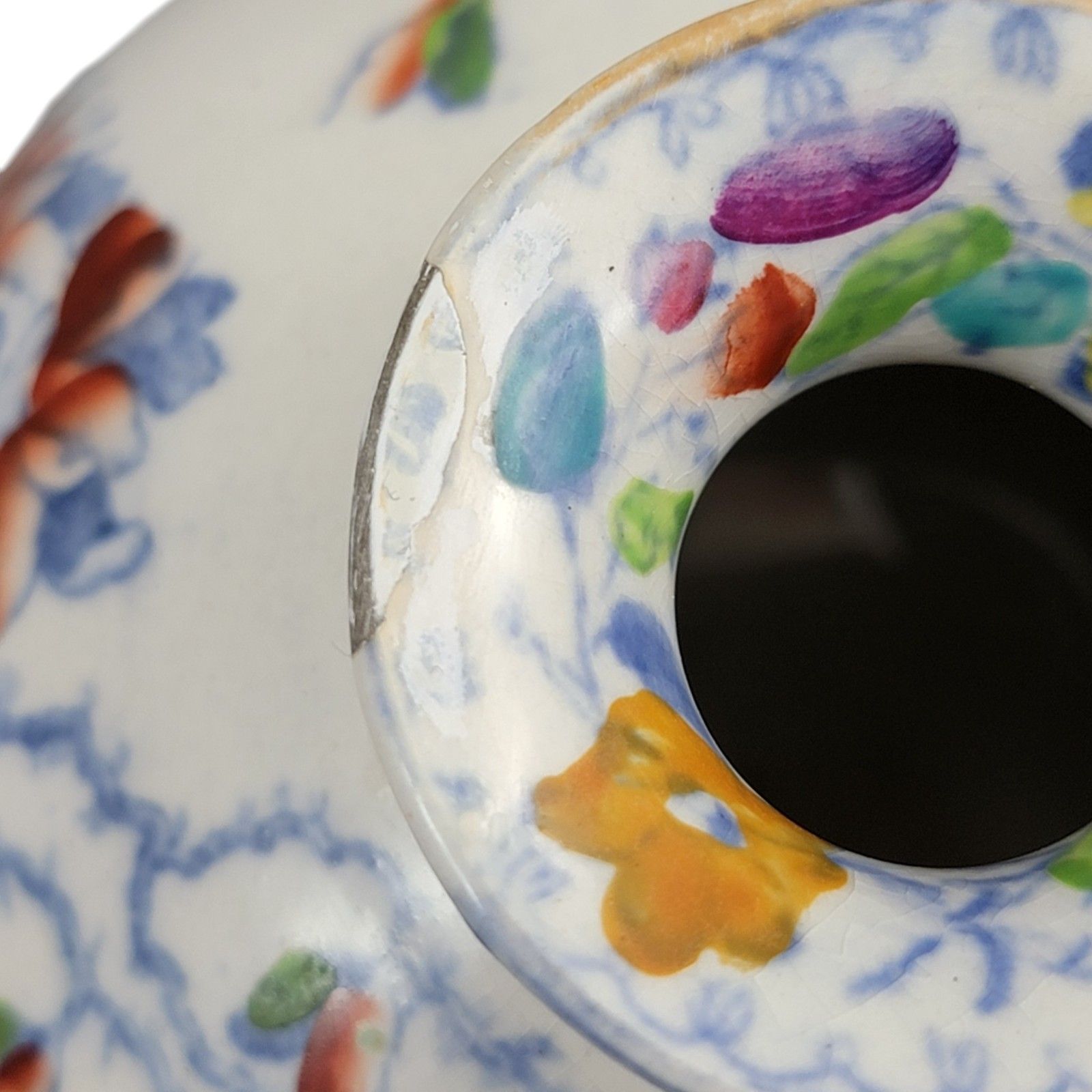 photo for sale Edwardian Mason’s Very Rare Ironstone Posy Vases, Bird And Peony, C.1900