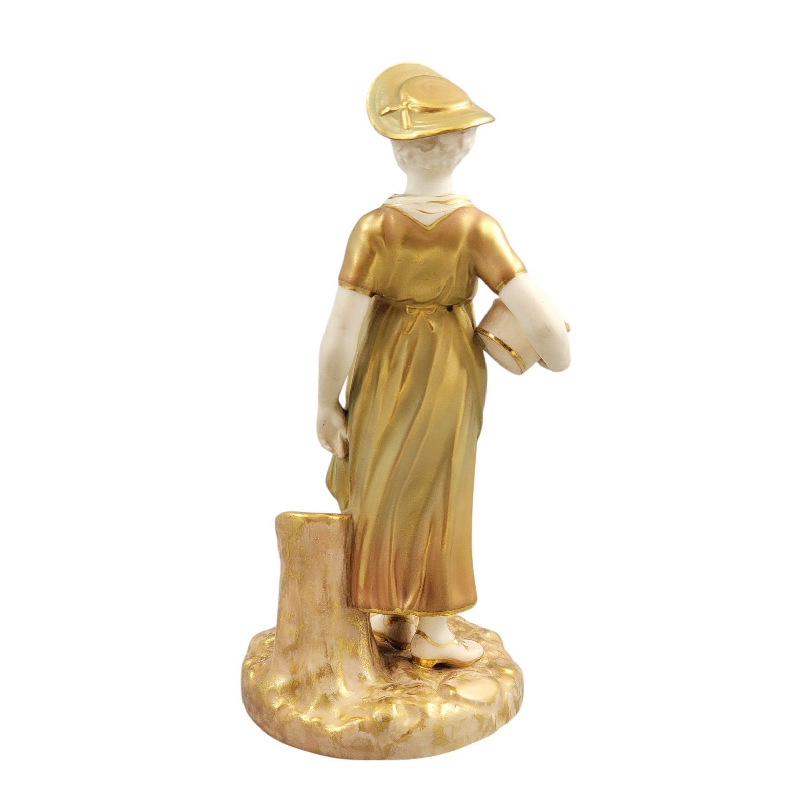Royal Worcester Porcelain Figure Of A Girl With Bowl, Designed By James Hadley, photo Home Decor