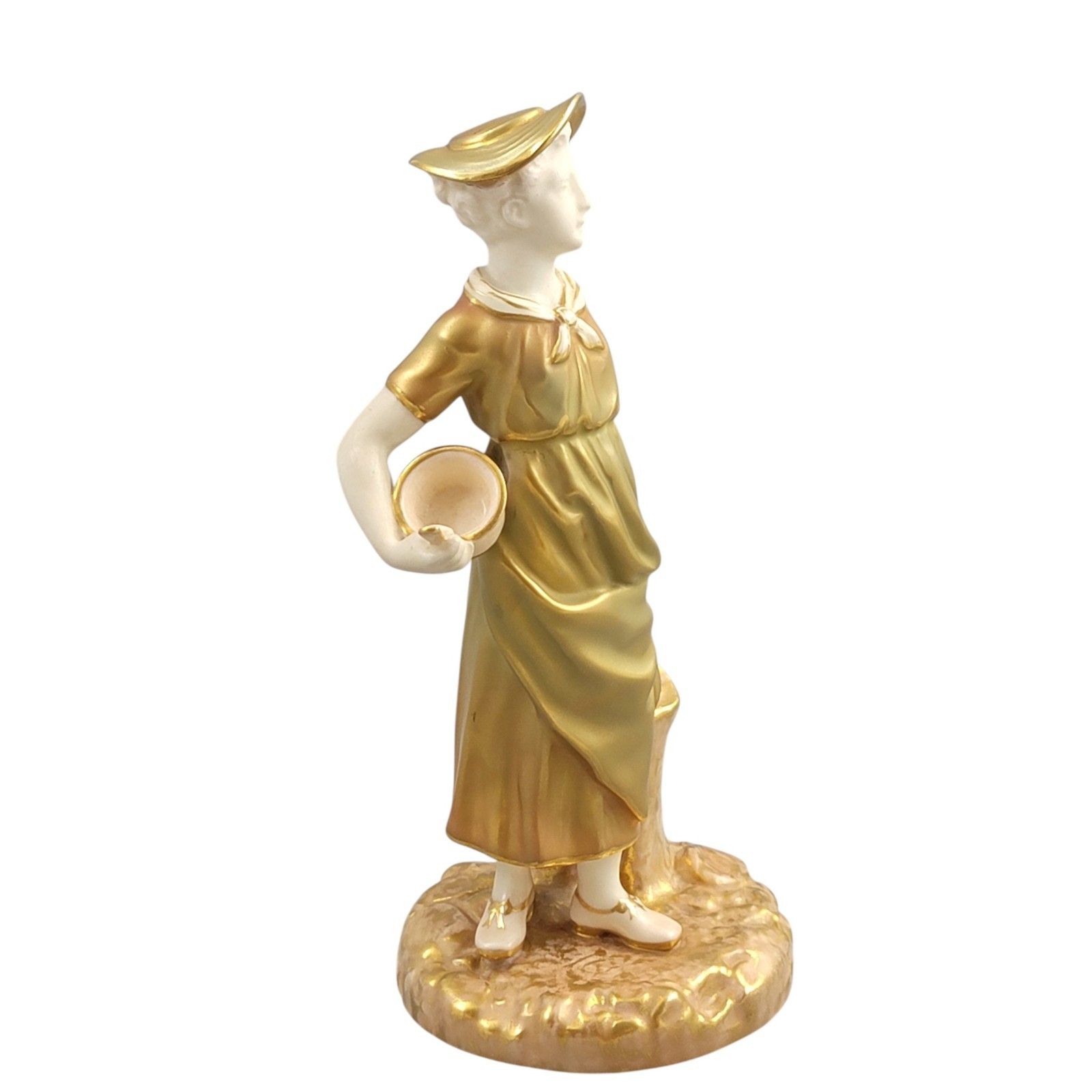 Royal Worcester Porcelain Figure Of A Girl With Bowl, Designed By James Hadley, photo vinterior
