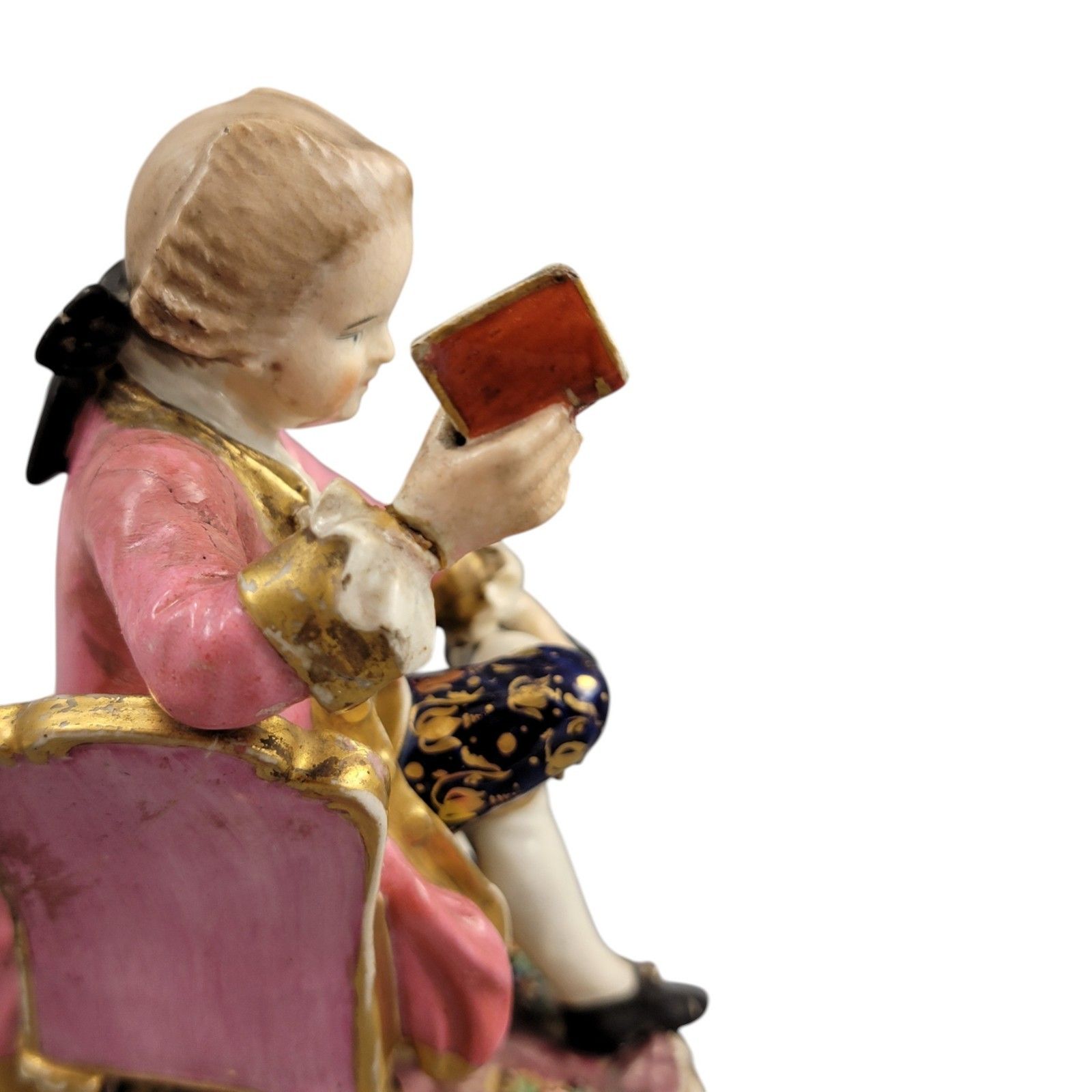 photo buy Derby Pair Of Porcelain Figures “Boy Reading A Book And Girl Tatting”, C. 1785