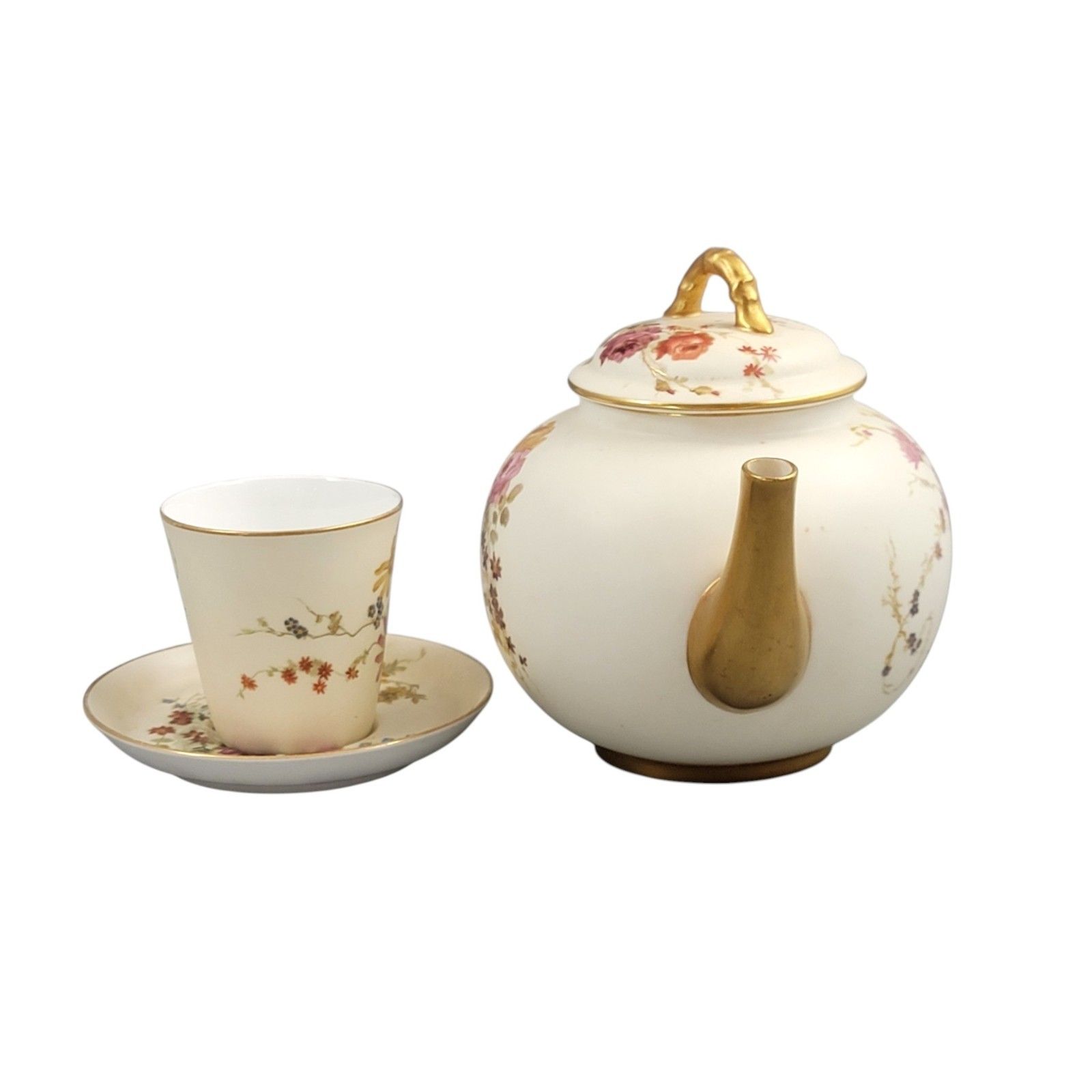 Royal Worcester Blush Ivory Tea Set With Teapot, Cup And Saucer, 1893–1894 photo Home Decor