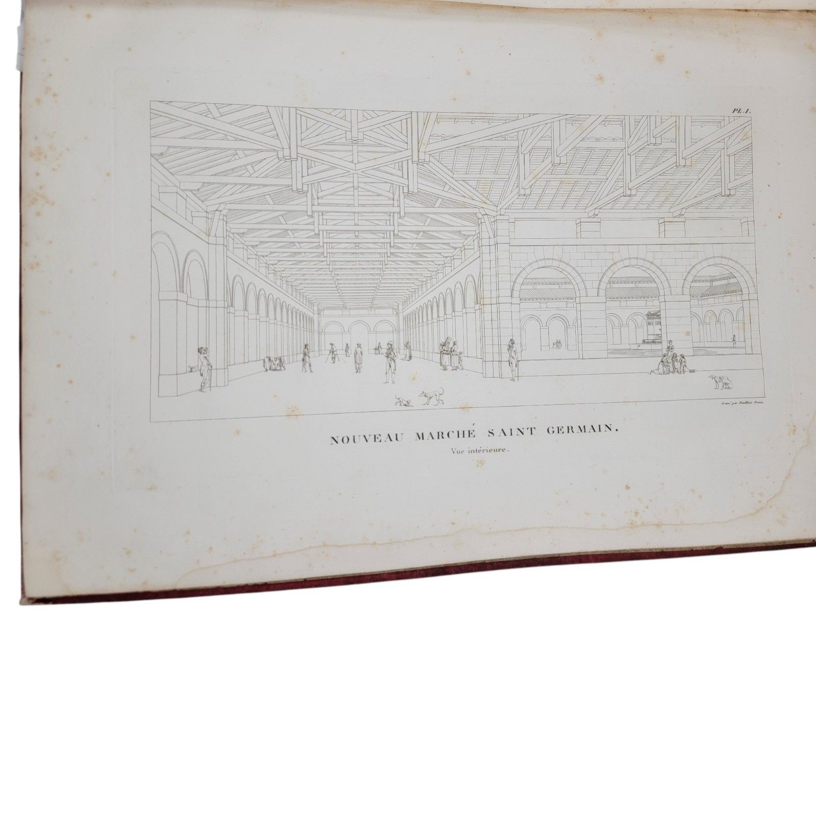 photo for sale 1816 Blondel Nouveau Marche Saint Germain Complete 11 Plates Large Folio
