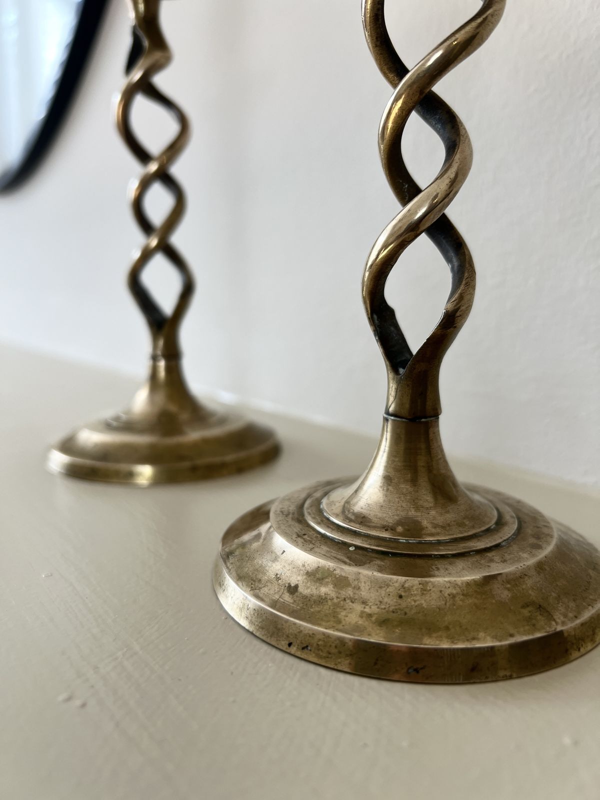 Pair Of Vintage Brass Barley Twist Candlesticks photo Home Decor