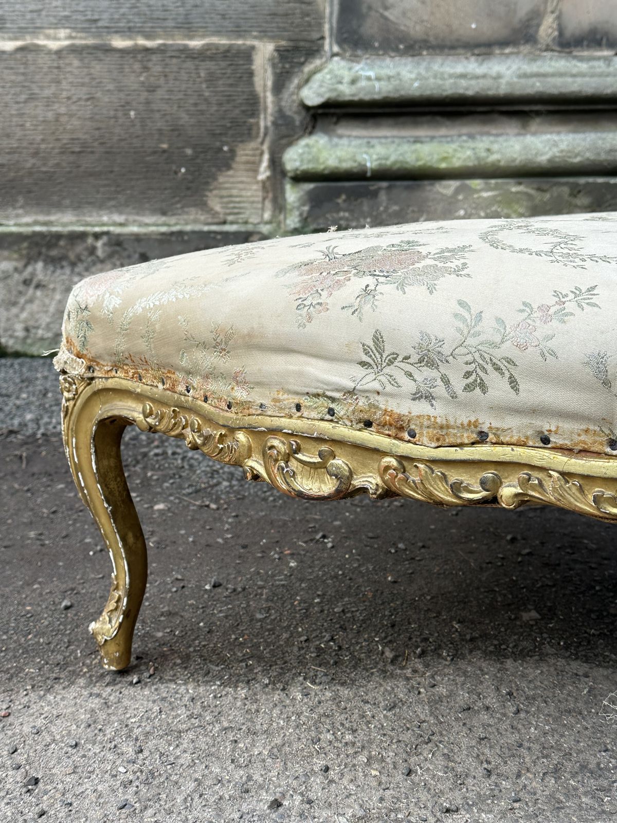 photo for sale A French 19th Century Carved Giltwood And Parcel Gilt Centre Stool