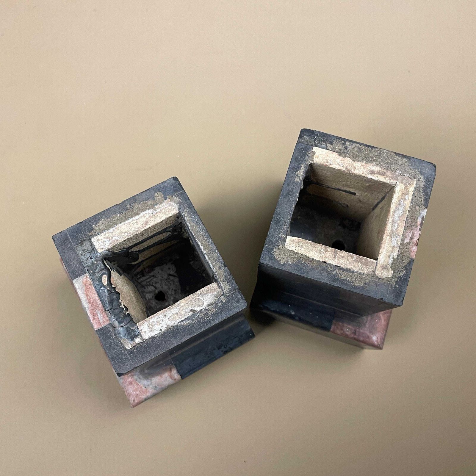 photo vinterior Pair Stone Marble Book Ends Decorative Shelf Ornaments Bookends Black Pink Square Heavy Library Display Pieces