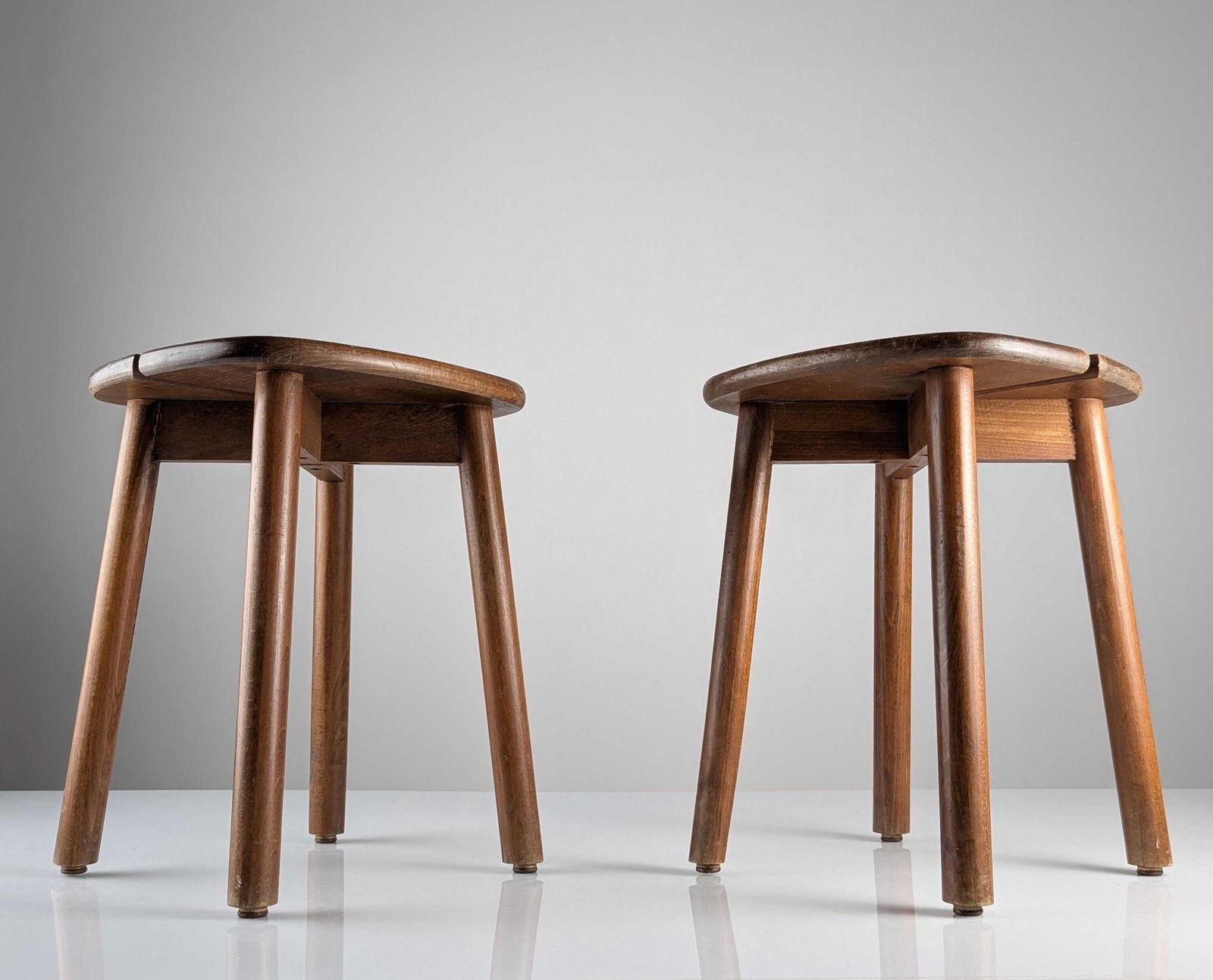 Pair Of Wooden Stools By Pierre Gautier Delaye, France, 1960s photo furniture