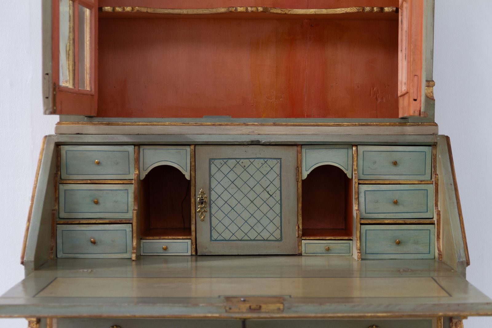 Danish Gustavian Green Secretary Cabinet, 1780s. photo vinterior