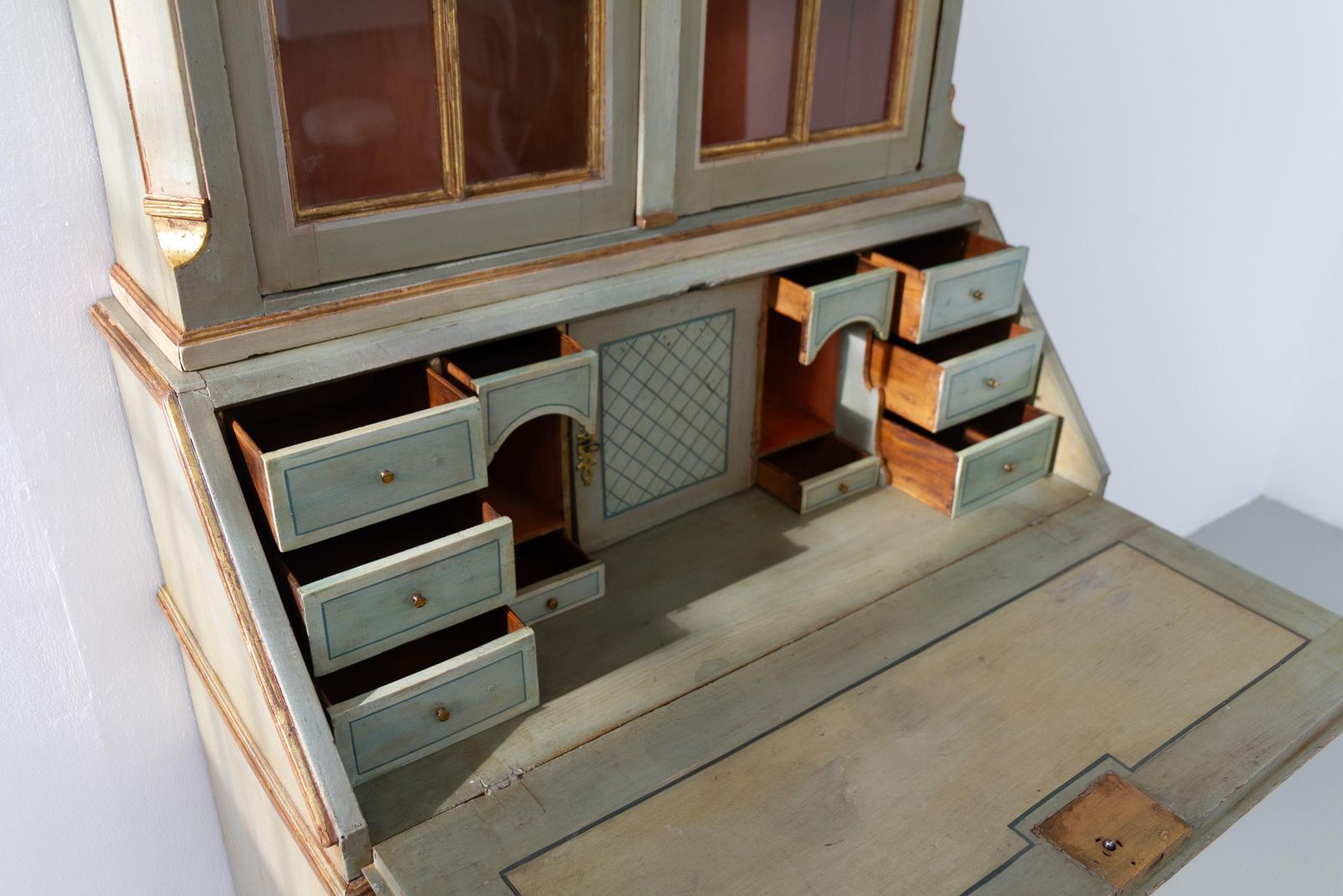 Furniture Danish Gustavian Green Secretary Cabinet, 1780s. photo