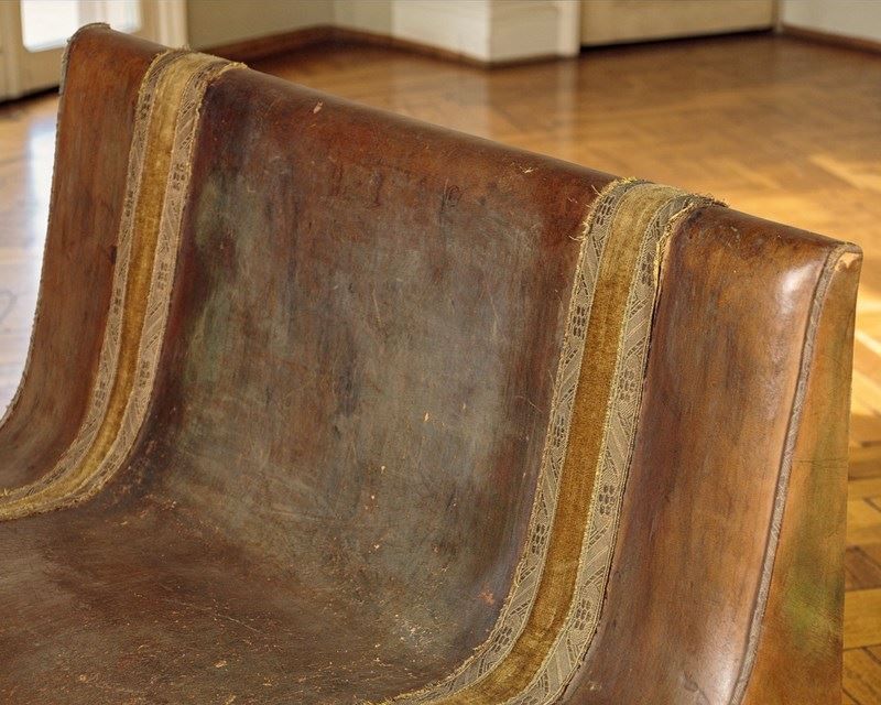 French Belle époque Leather Banquette Sofa Circa 1900, With Velvet Trim photo 1045.0