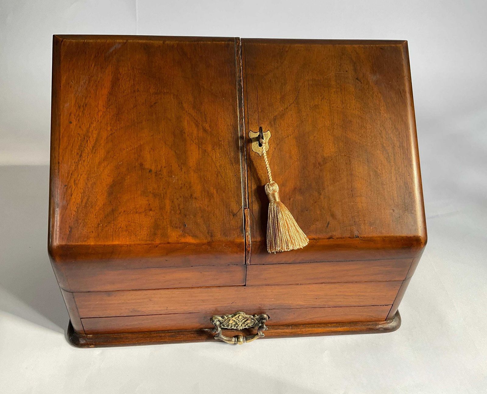 Victorian Gentleman's Time Capsule Stationery Box Complete With Silver And Cut Glass Inkwell And Many Other Accessories. photo furniture