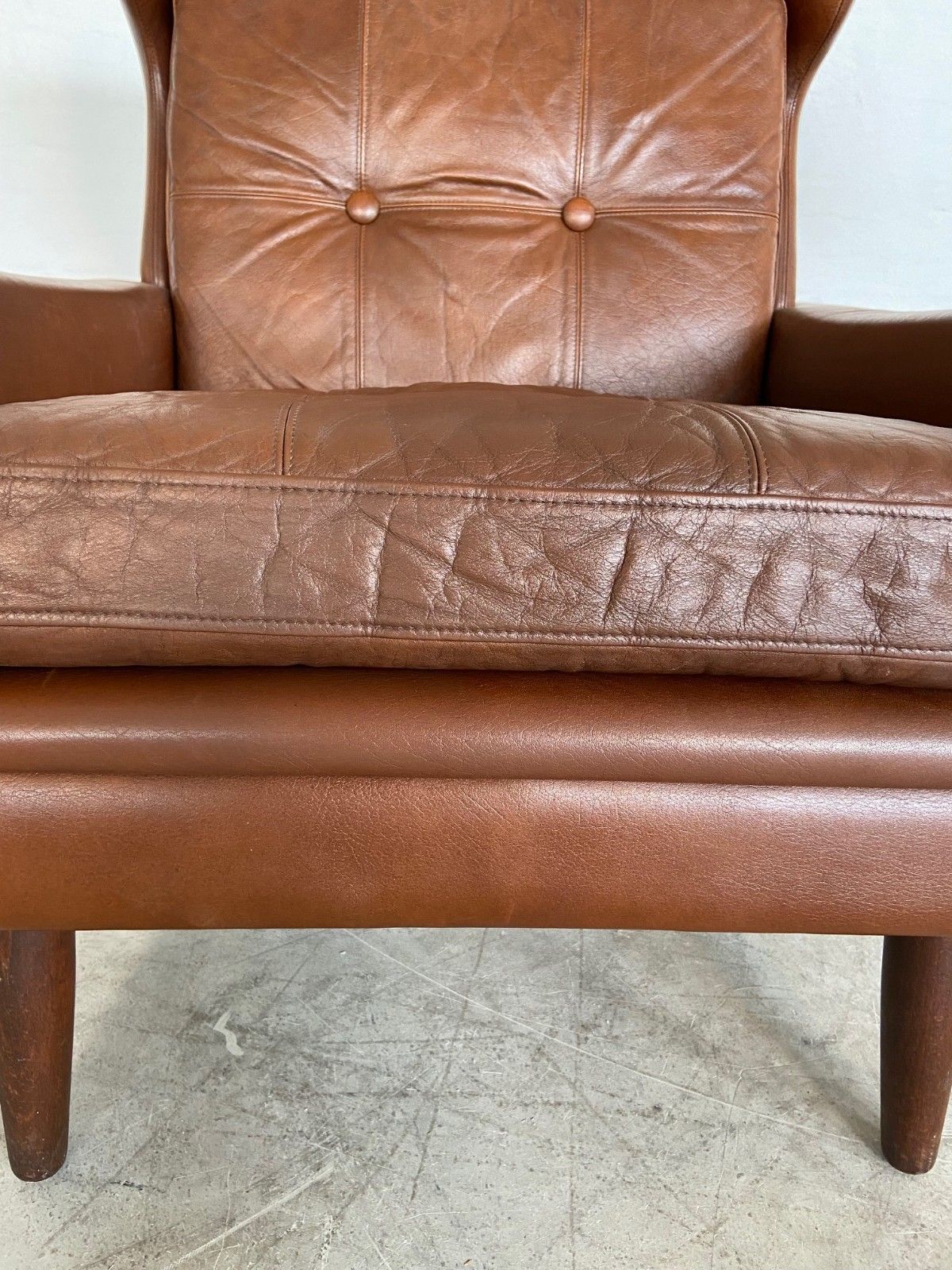 Vintage Danish  Retro Svend Skipper  Ear Flap Lounge Chair In  Cognac  Leather photo buy