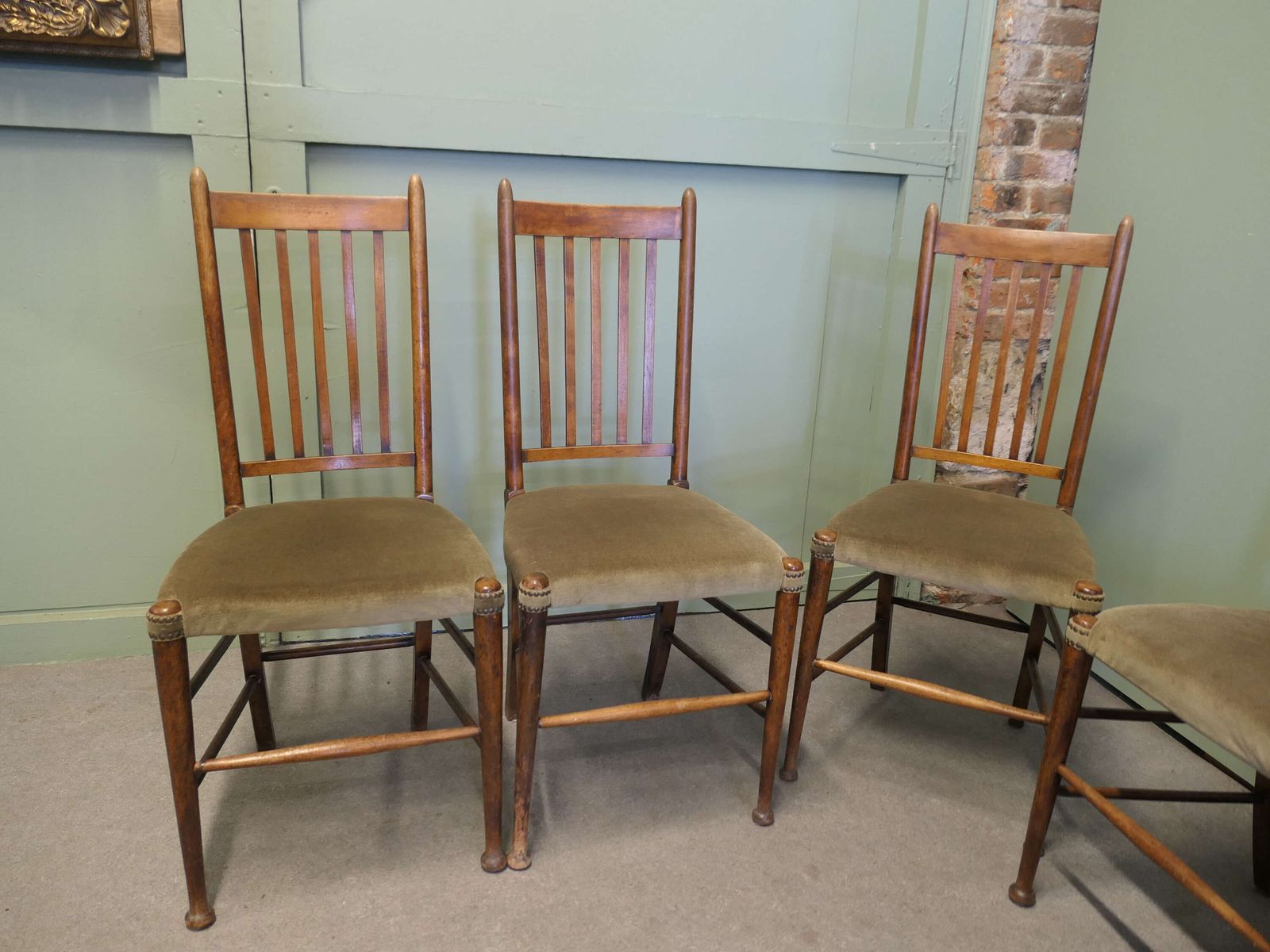 Set Of 5 Arts And Crafts Golden Oak Dining Chairs This Is A Very Handsome Set photo for sale