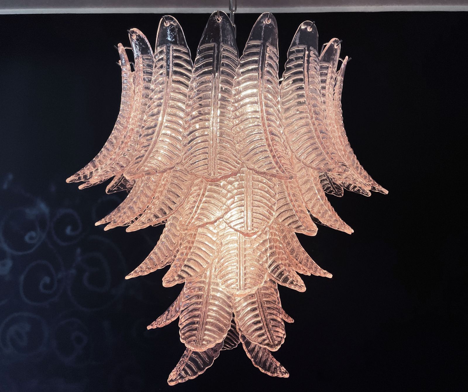 photo buy Huge Italian Murano Six Tier Pink Felci Glass Chandelier
