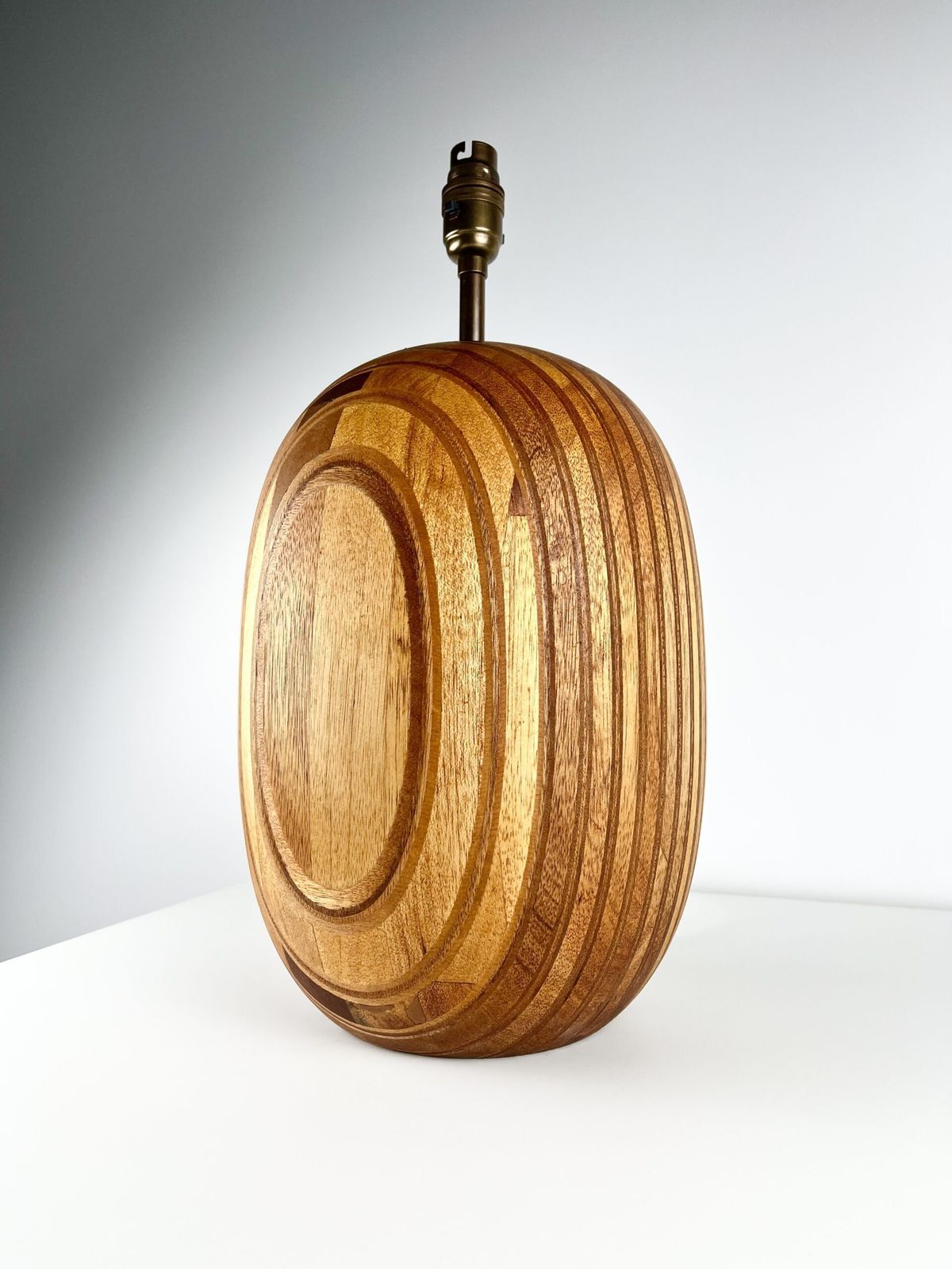 Huge Modernist Mixed Wood Lamp Base, British 1960s photo Lighting