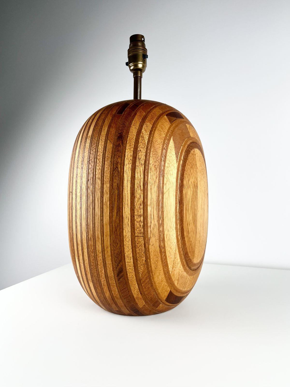 Huge Modernist Mixed Wood Lamp Base, British 1960s photo vinterior