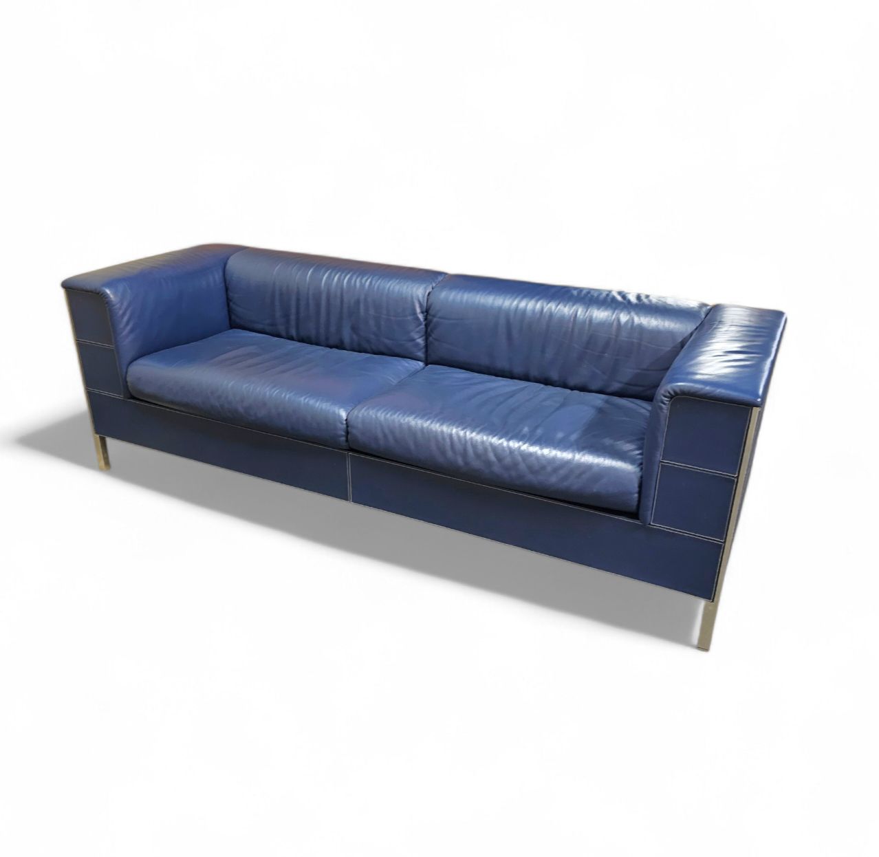 Poltrona Frau Set / Dark Blue Leather / Talus / Sofa   Chairs   / 3 Seater / 2 X Lounge Chair photo furniture