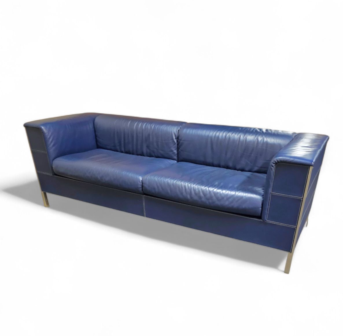 Furniture Poltrona Frau Set / Dark Blue Leather / Talus / Sofa   Chairs   / 3 Seater / 2 X Lounge Chair photo