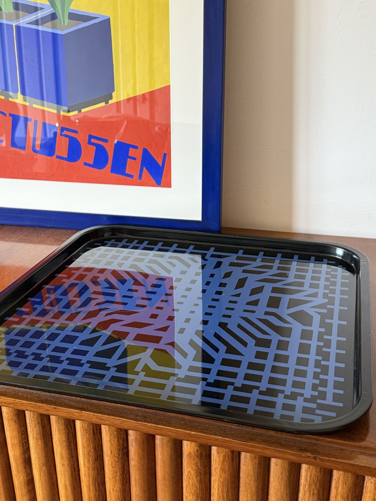 Victor Vasarely, Space Age Op Art Metal Tray, Limited Edition Metalgraf Italy 1970s photo Home Decor