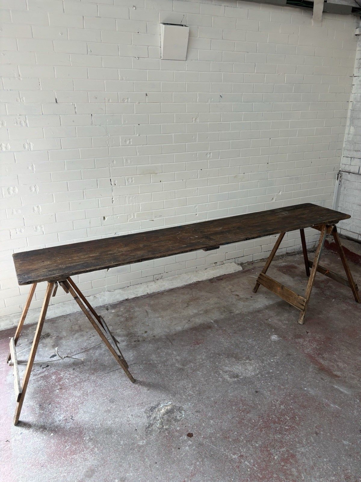 1930’s  Pine Trestle Table With Bags Of Character & A Great Size. photo furniture