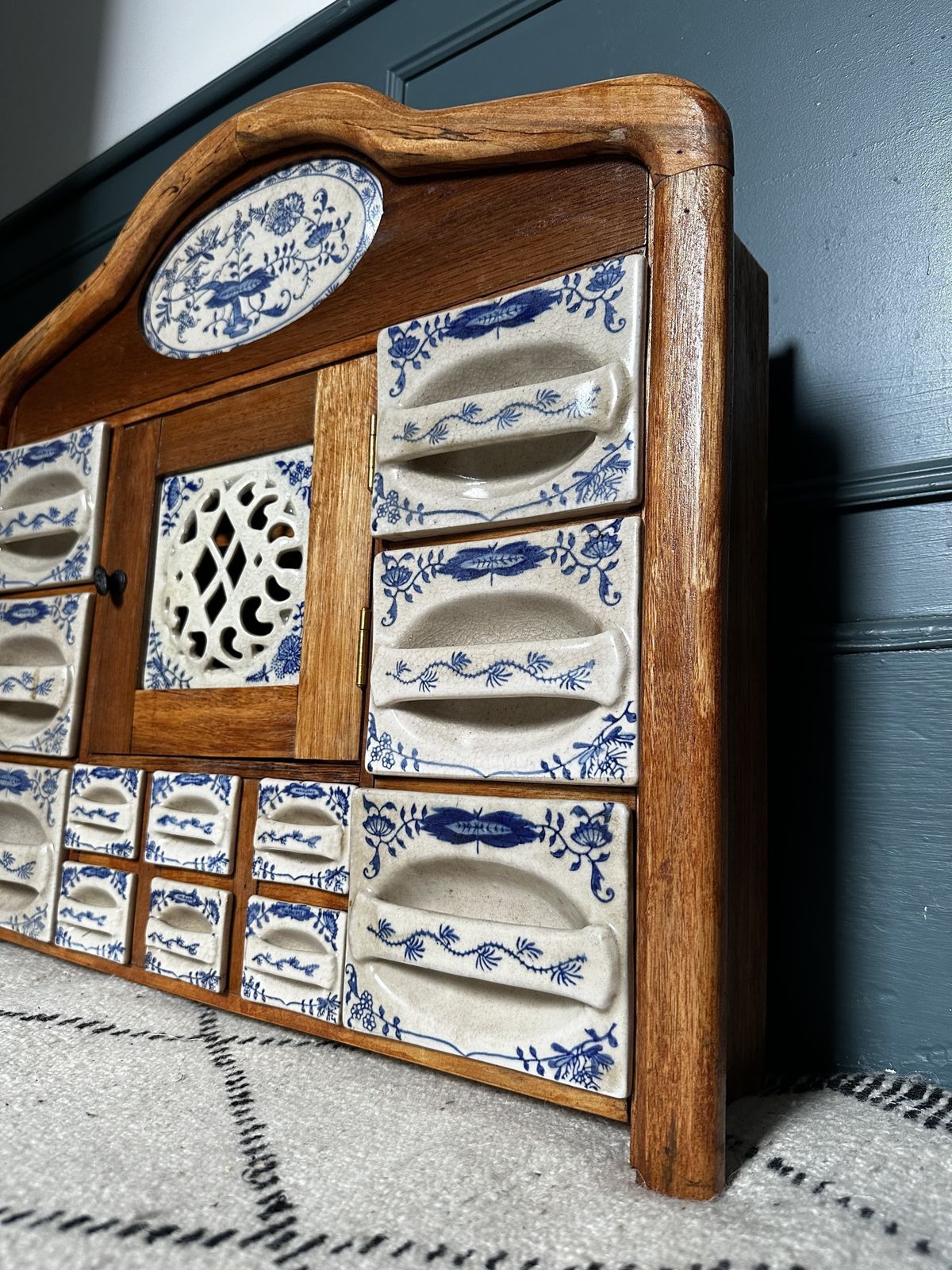Mid Century 1960s Dutch Ceramic Porcelain Spice Rack Cabinet photo for sale