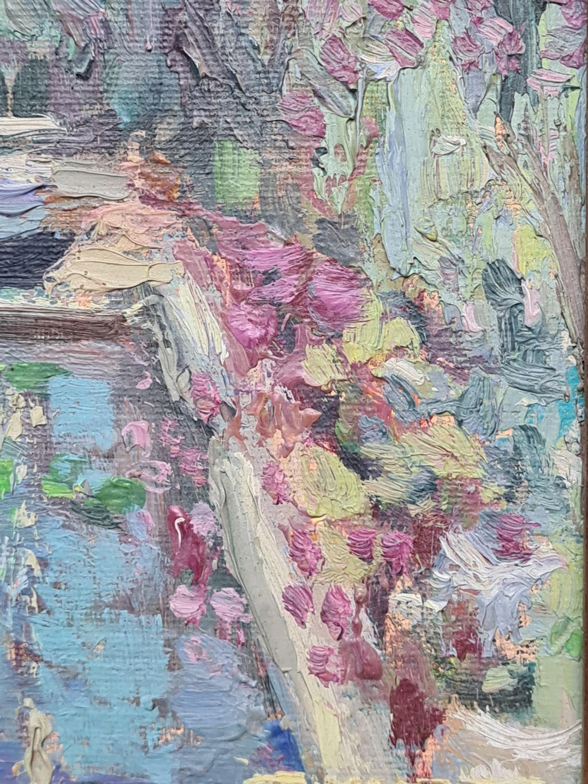 Mediterranean Garden Impressionist Oil Painting, 38x30 Cm By R Voisig photo vinterior