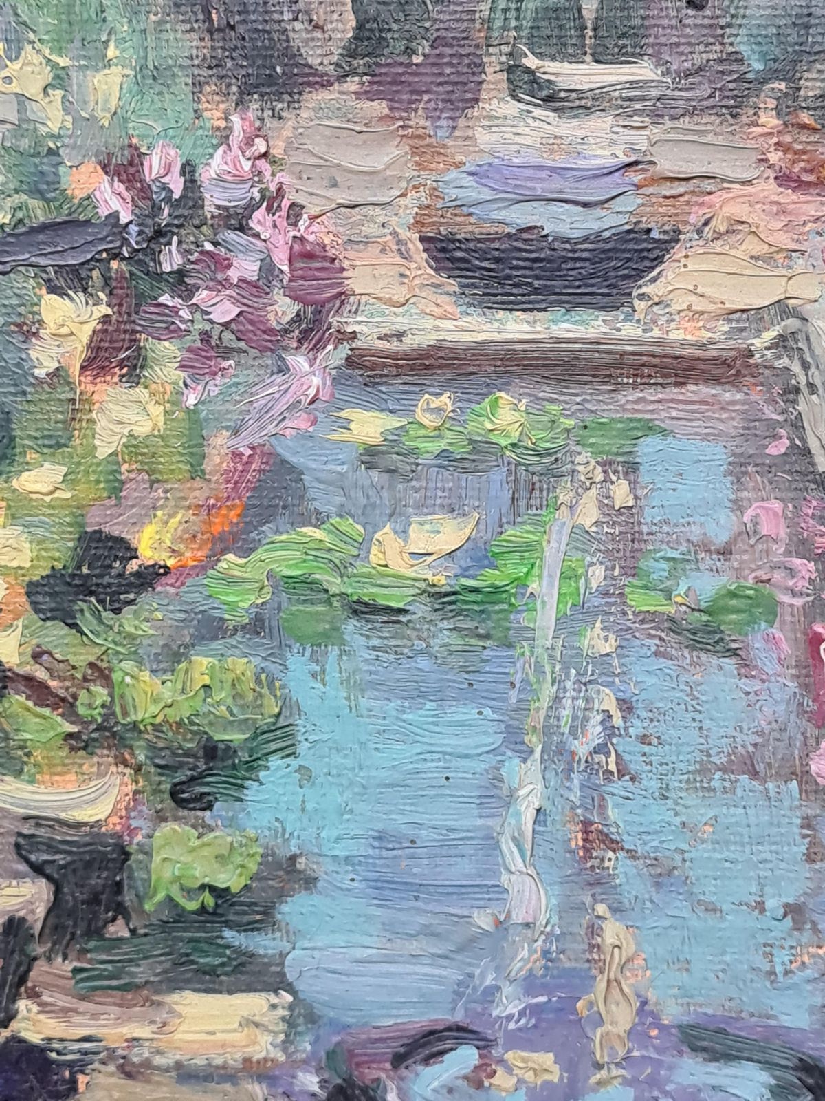 Mediterranean Garden Impressionist Oil Painting, 38x30 Cm By R Voisig photo buy