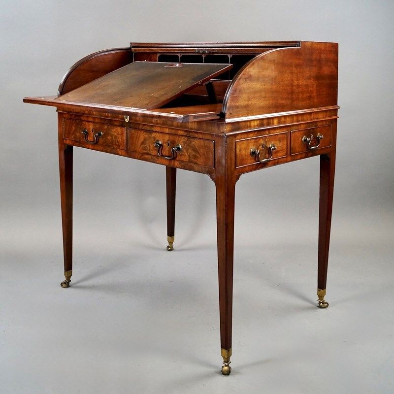A Fine George III Flame Mahogany Roll Top Desk photo vinterior