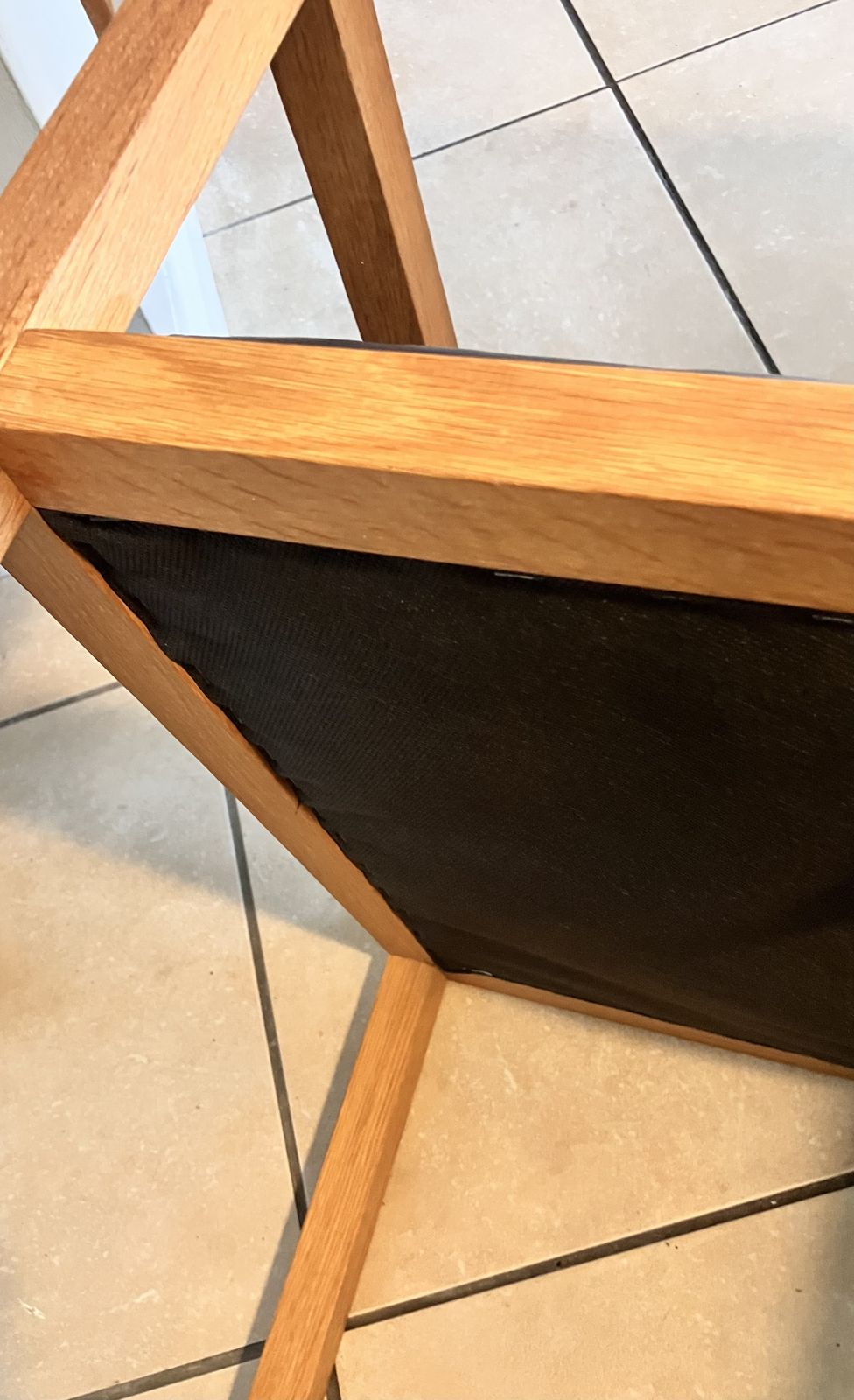 800.0 80’ 90’s Set Of 6 Oak And Black Leather Chairs photo
