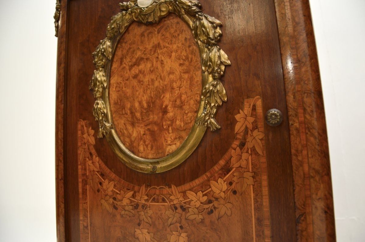 Pair Of Antique French Inlaid Walnut Marble Top Bedside Cabinets photo vinterior