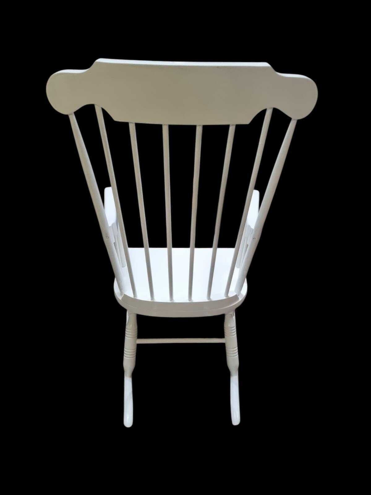 Vintage Wooden Rocking Chair / Painted White / Windsor Style / C.1970 photo for sale