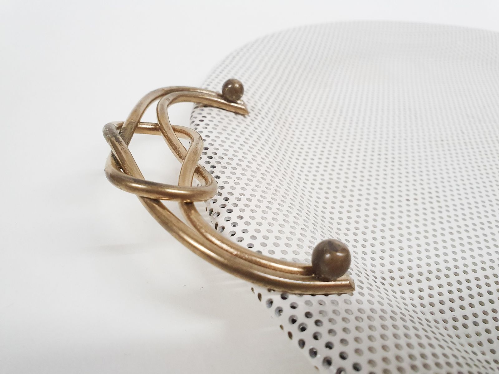 White Metal Perforated Serving Plate, Attrb. To Matthieu Mategot, France 1950's photo 73.0